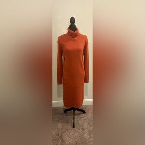 Fantastic Fawn Burnt Orange Turtlenec Midi Sweater Dress - Size Large